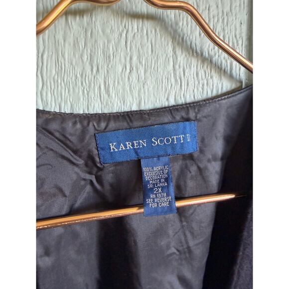 Vintage Karen Scott Christmas Vest 2X Embroidered Snowflakes & Trees - Picture 4 of 5